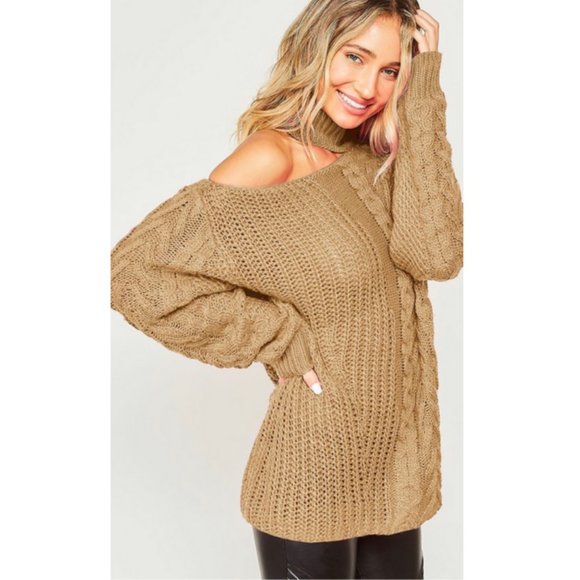 SHOULDER CUTOUT KNIT SWEATER - Picture 1 of 6